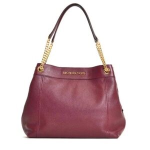 Michael Kors Jet Set Pebbled Leather Tote in Merlot